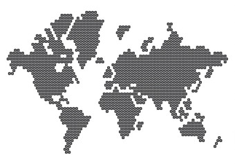 Dotted Map of the World Rounded Gray