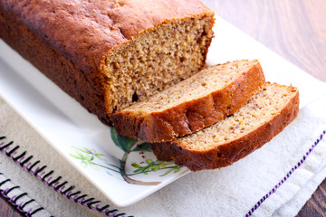 Sliced banana bread