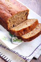 Sliced banana bread