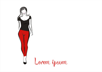 fashion woman pants and silk clothing logo vector illustration