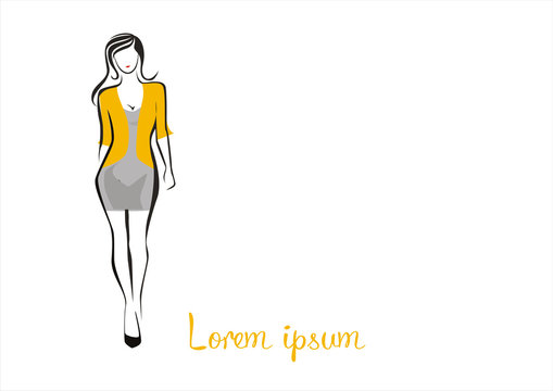 fashion woman with knee and a silk blouse logo illustration