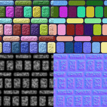 Glazed tiles seamless generated texture (diffuse, bump, normal)
