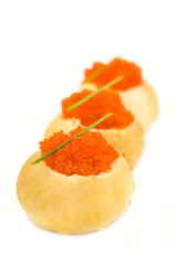canape with meat vegetables and seafood