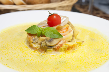 Shrimp soup puree of mushrooms and vegetables