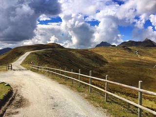 Path along the mountains in the Tirolean Alps