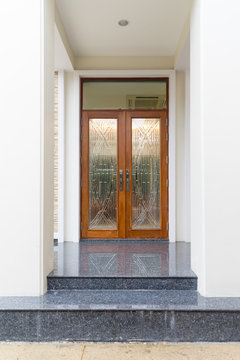 Front door of exclusive expensive house