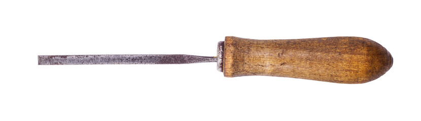 Old wood rasp isolated on white background