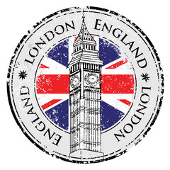 Naklejka premium Rubber grunge stamp London Great Britain