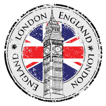 Fototapeta Rubber grunge stamp London Great Britain