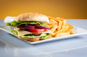 hamburger on plate