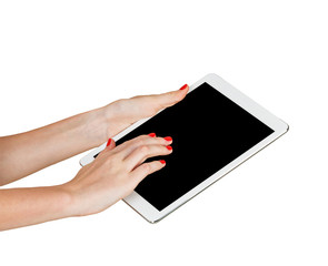 Female hands holding tablet