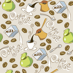 Coffee pattern hand drawn