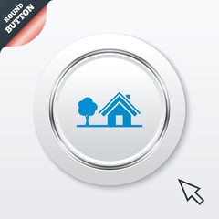 Obraz premium Home sign icon. House with tree symbol.