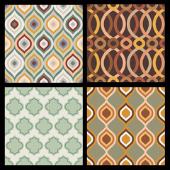 Set of seamless autumn patterns. Abstract  geometric wallpaper.