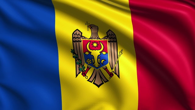 flag of Moldova with fabric structure; looping