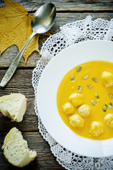 pumpkin soup with meatballs