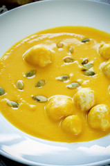 pumpkin soup with meatballs