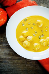 pumpkin soup with meatballs