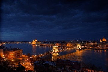 Fototapeta na wymiar Aerial view of Budapest with Danube