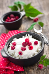 Cheese cottage with strawberry