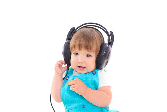 Cute Baby Wearing Headphones