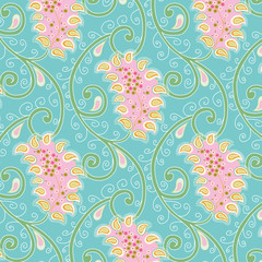 Vintage shabby chic paisley pattern with small daisy