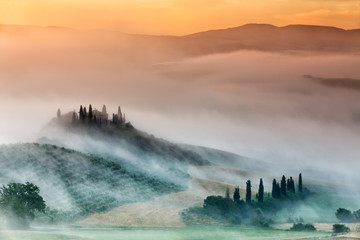 Amazing sunrise in countryside of Tuscany, Italy - 70491921