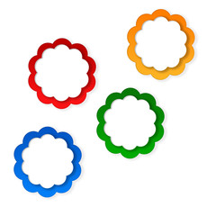 Set of colorful labels in green, blue, red and orange colors