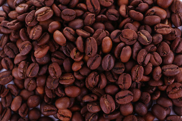 Coffee beans isolated on white closeup