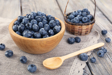 Fresh blueberries on wooden table