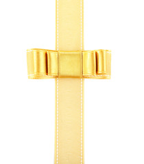 Golden ribbon and bow isolated on white