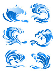 Fototapeta na wymiar Blue curling ocean waves