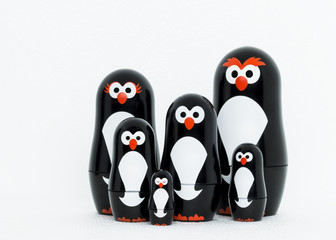 Potrait of penguin toy figure family