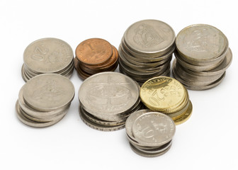 Stack of coins isolated on white