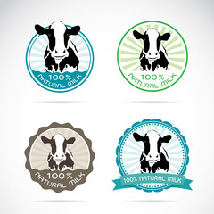 Set of vector an dairy cows label