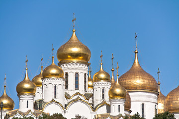 Fototapeta na wymiar Dome complex of churches in the Kremlin. City Moscow