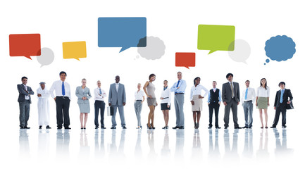 Fototapeta premium Multiethnic Group of Business People with Speech Bubbles