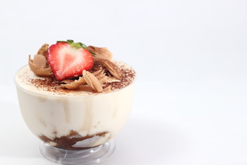 tiramisu with amaretto in glass