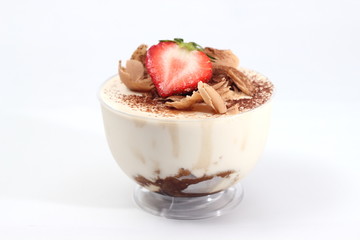 tiramisu with amaretto in glass