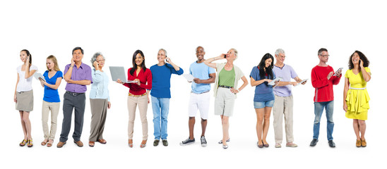 Obraz premium Group of Multiethnic Diverse People Using Devices