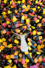 Background made of colorful sweets and candies.  assortment colo