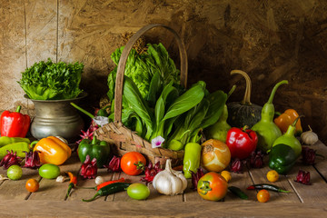 still life  Vegetables, Herbs and Fruit.