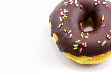Chocolate donut with Sprinkles.