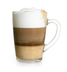Cappuccino in glass cup isolated with clipping path included