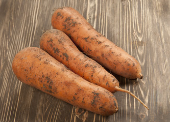 Carrot-roots on a board