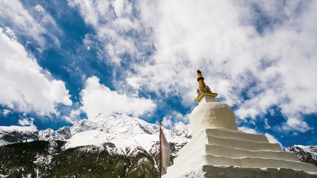 4k timelapse view of monastery in Himalaya mountains