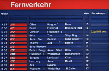 gare de zürich...tableau d'affichage des départs