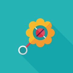 baby rattle flat icon with long shadow,EPS 10