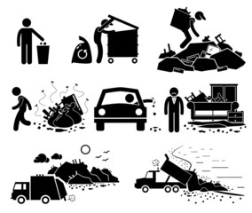 Rubbish Trash Garbage Waste Dump Site Pictogram Icons