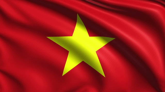 flag of Vietnam with fabric structure; looping